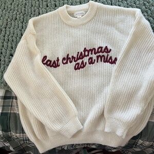 Six Stories “Les Dames de Amour” Cream Knit Sweater – Cozy Graphic Pullover XL ♥